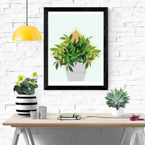 Potted Plant Art Print Wall Decor 8"x10" - Picture 1 of 2